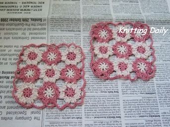 お花モチーフのコースター Knitting Daily